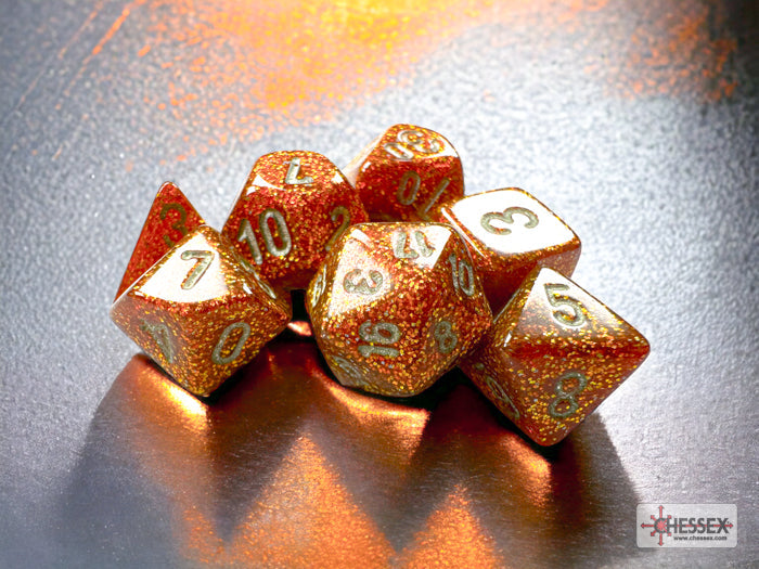 Glitter Gold/silver Mini-Polyhedral 7-Die Set (Mini Poly Release 3)