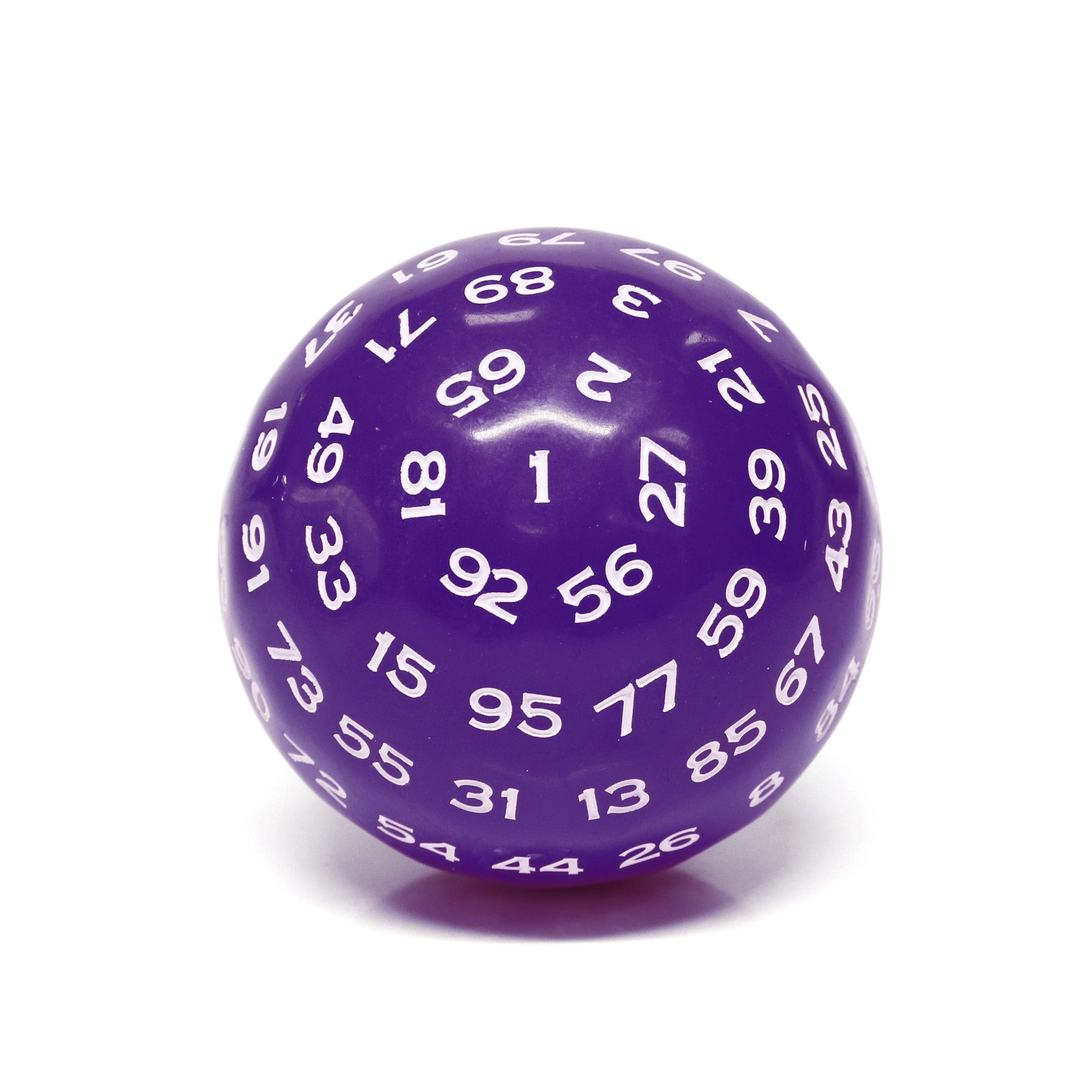 "Purple" Single 100 Sided Polyhedral Dice (D100) | Purple Color (45mm) White