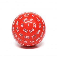 "Red" Single 100 Sided Polyhedral Dice (D100) | Solid Green Color (45mm) White