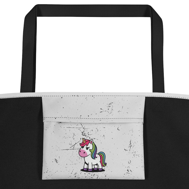 Tote bag with a unicorn design on a white background
