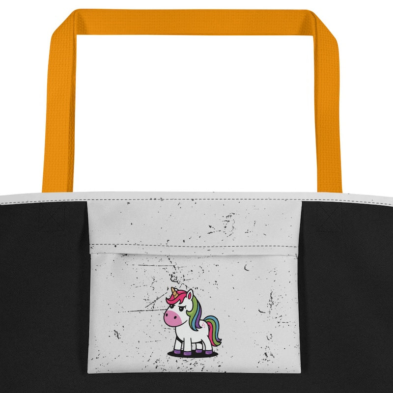 Tote bag with a unicorn design on a white background