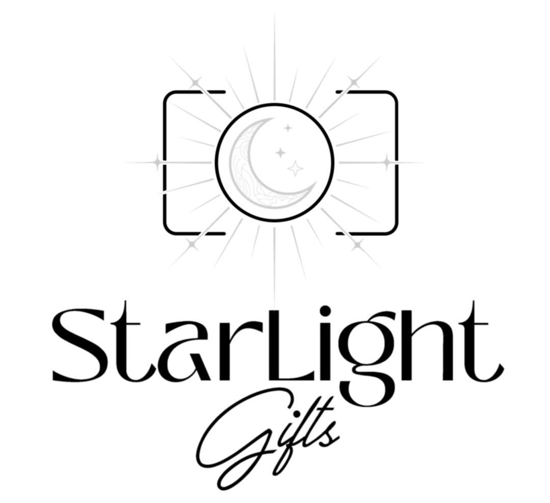 Logo of StarLight Gifts with a moon and star design on a white background