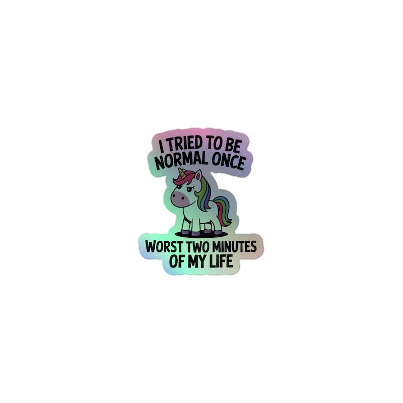 Sticker with a unicorn and text on a white background