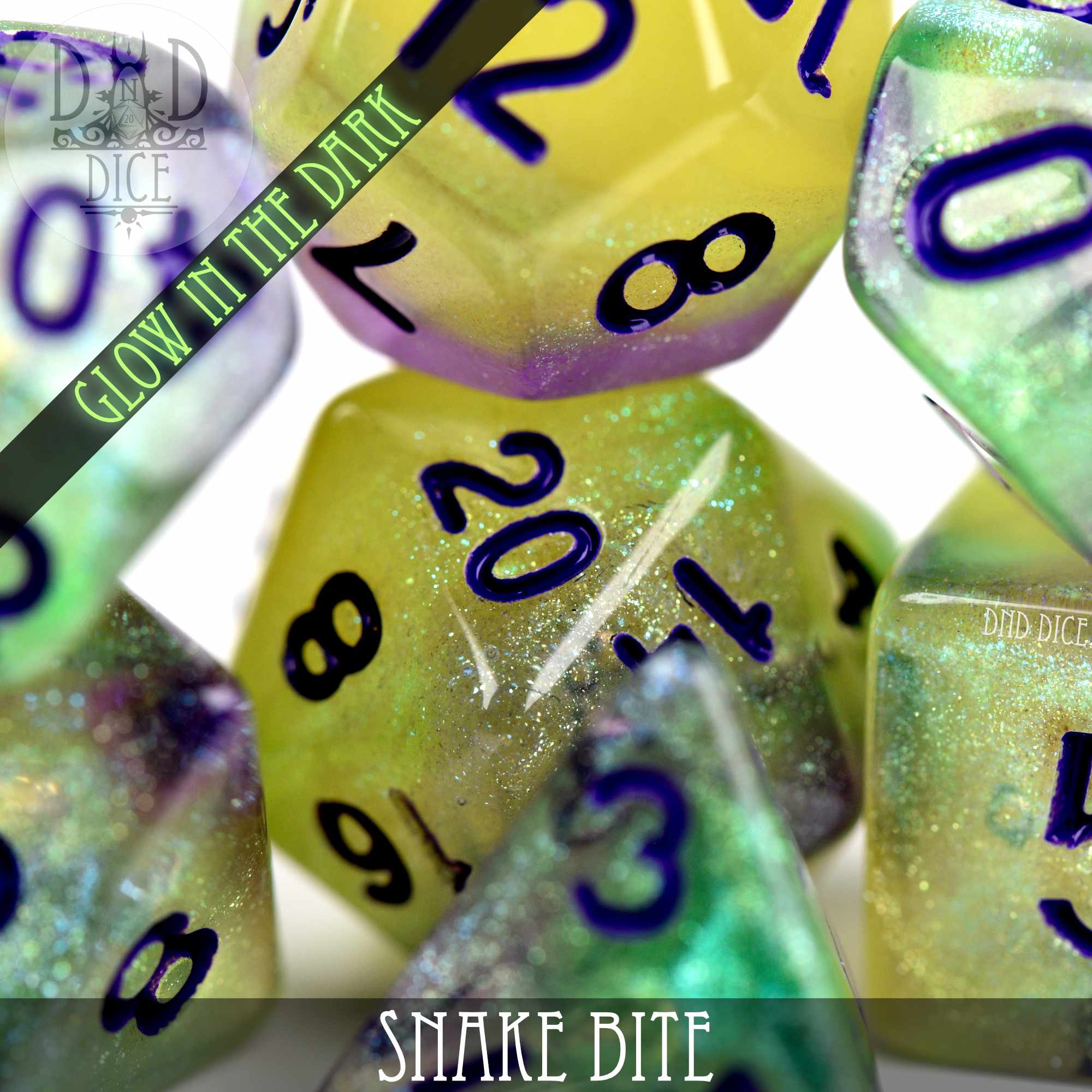 Snake Bite Glow in the Dark Dice Set