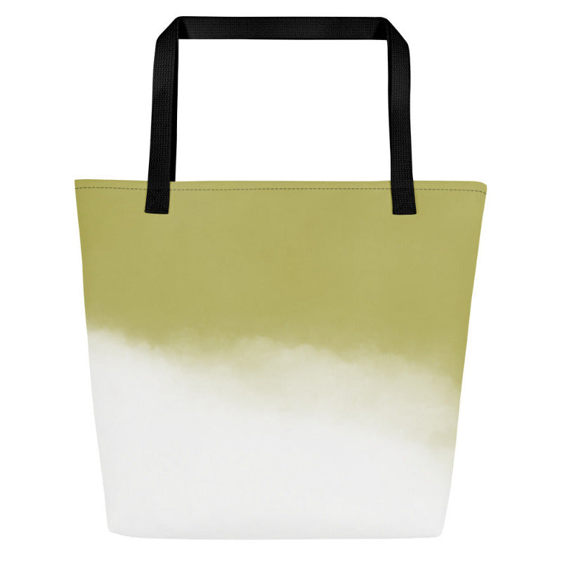 Tote bag with gradient design from green to white on a white background