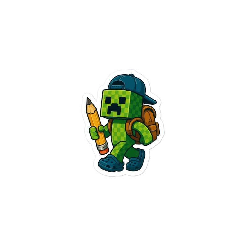 Animated character holding a pencil on a white background