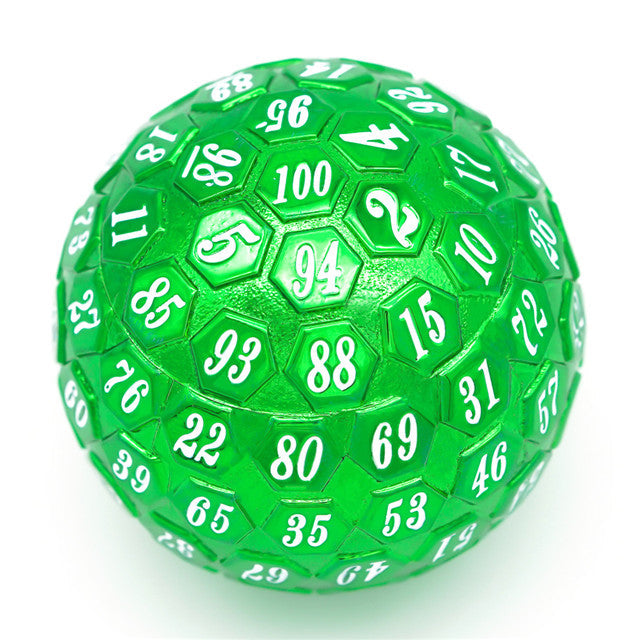Green Plated Ancient Metal d100 Dungeons and Dragons RPG