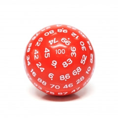 "Red" Single 100 Sided Polyhedral Dice (D100) | Solid Green Color (45mm) White