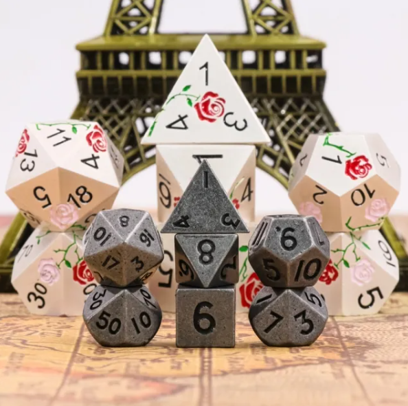 Ancient Silver Mini Metal Dice Second Set | (10mm to 15mm) 7-Dice Udixi RPG