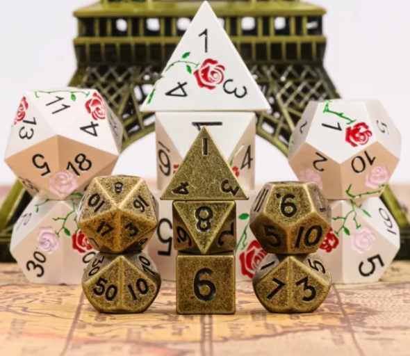 Ancient Gold Mini Metal Dice Second Set | (10mm to 15mm) 7-Dice Udixi RPG