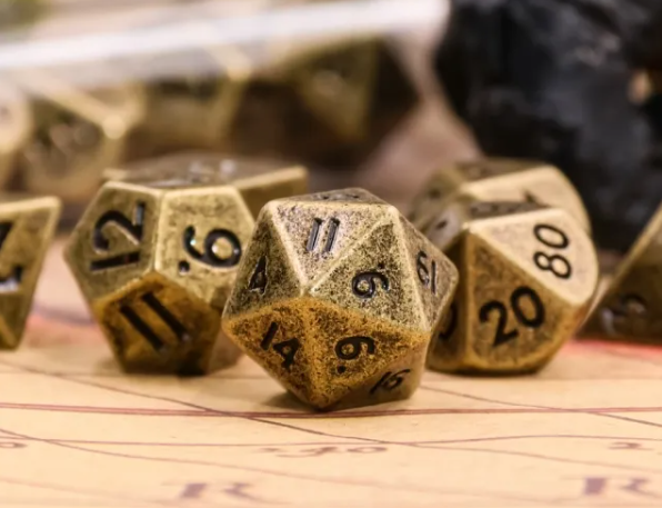 Ancient Gold Mini Metal Dice Second Set | (10mm to 15mm) 7-Dice Udixi RPG