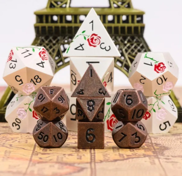 Ancient Copper Mini Metal Dice Second Set | (10mm to 15mm) 7-Dice Udixi RPG