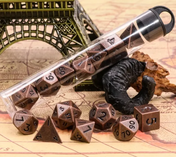 Ancient Copper Mini Metal Dice Second Set | (10mm to 15mm) 7-Dice Udixi RPG