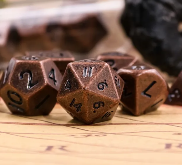 Ancient Copper Mini Metal Dice Second Set | (10mm to 15mm) 7-Dice Udixi RPG