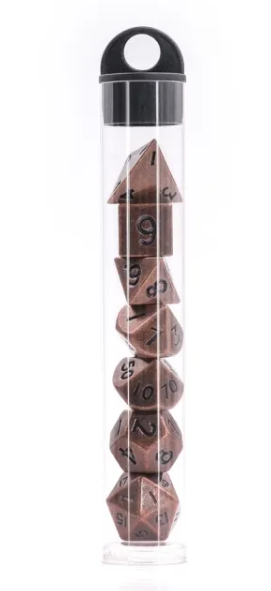 Ancient Copper Mini Metal Dice Second Set | (10mm to 15mm) 7-Dice Udixi RPG