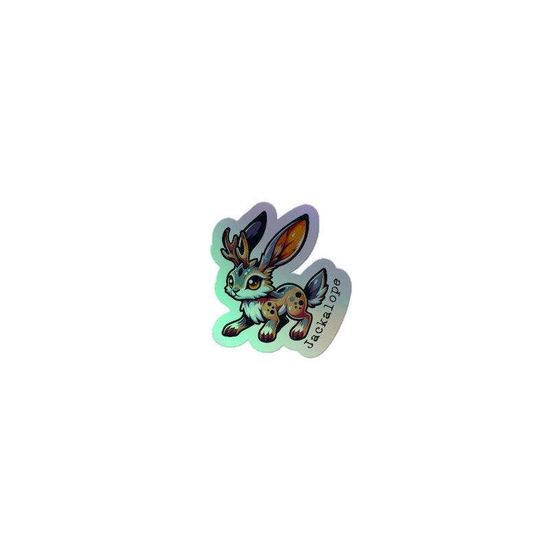 Sticker of a cartoon rabbit with large ears on a white background