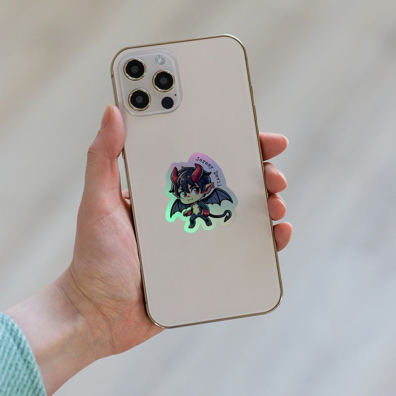 Phone case with a cartoon character sticker on a light background