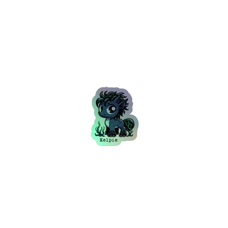 Sticker of a creature labeled 'Kelpie' on a white background