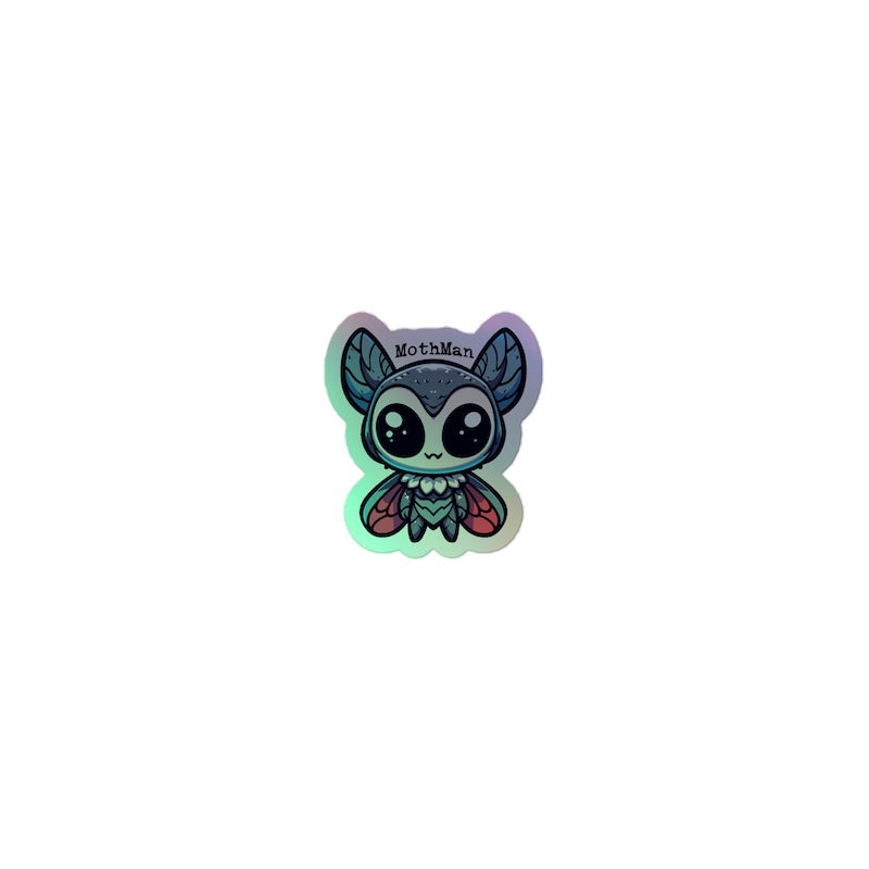 Sticker of a cute, cartoon-style moth on a white background