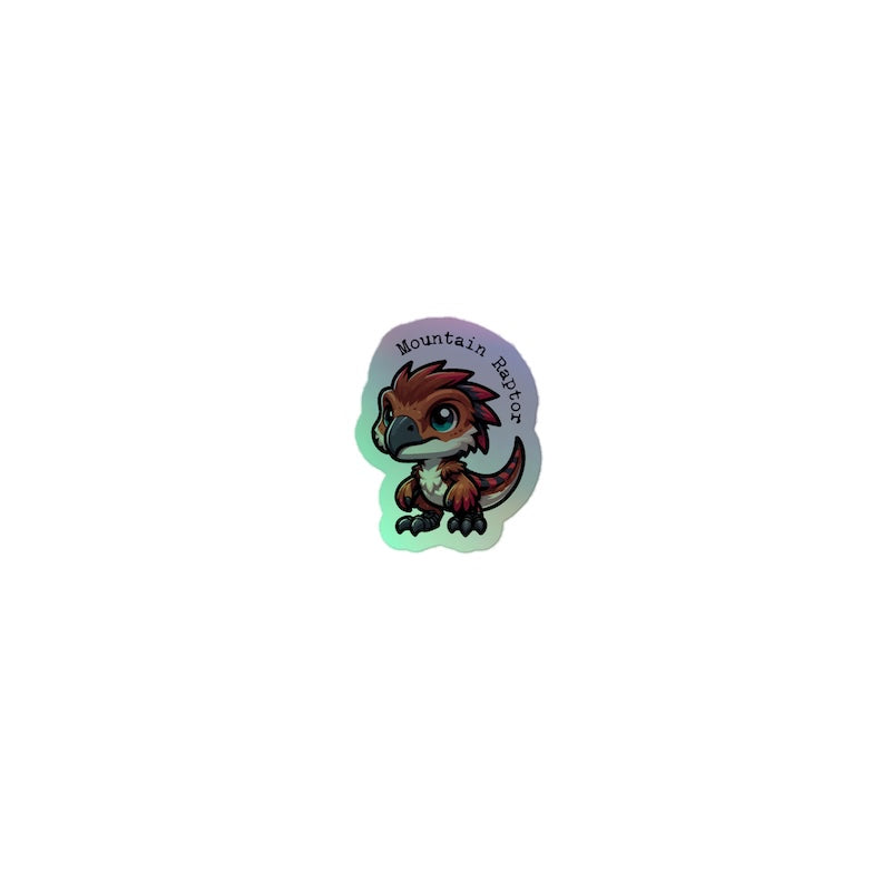 Holographic sticker of a mountain dragon with 'Mountain Dragon' text on a white background
