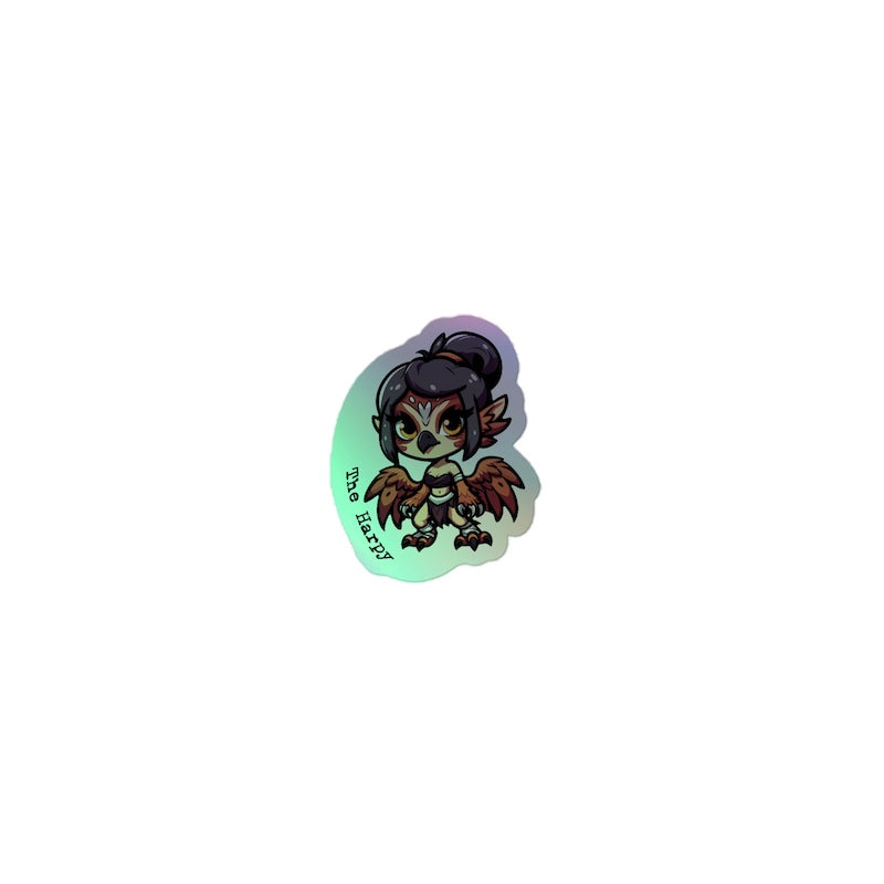 Holographic sticker with a cartoon character on a white background