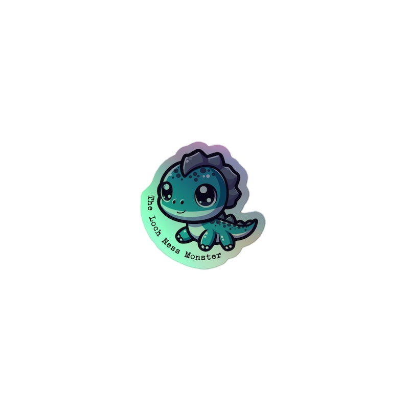 Sticker of a cartoon dinosaur with a gradient effect on a white background