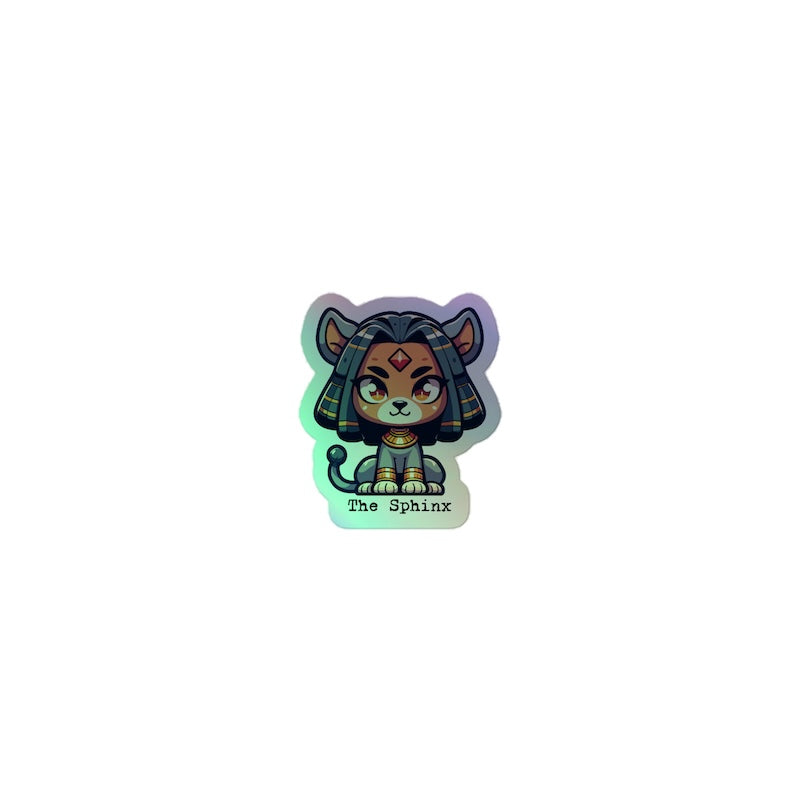 Glowing sticker of a sphynx cat with 'The Sphinx' text on a white background