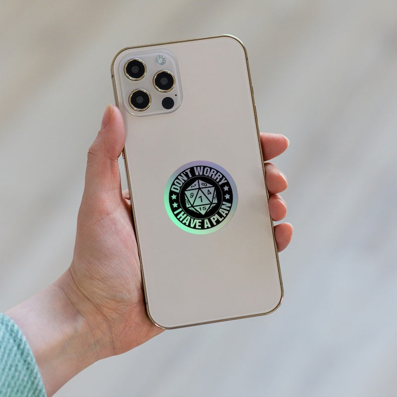 Phone case with a sticker on a blurred background