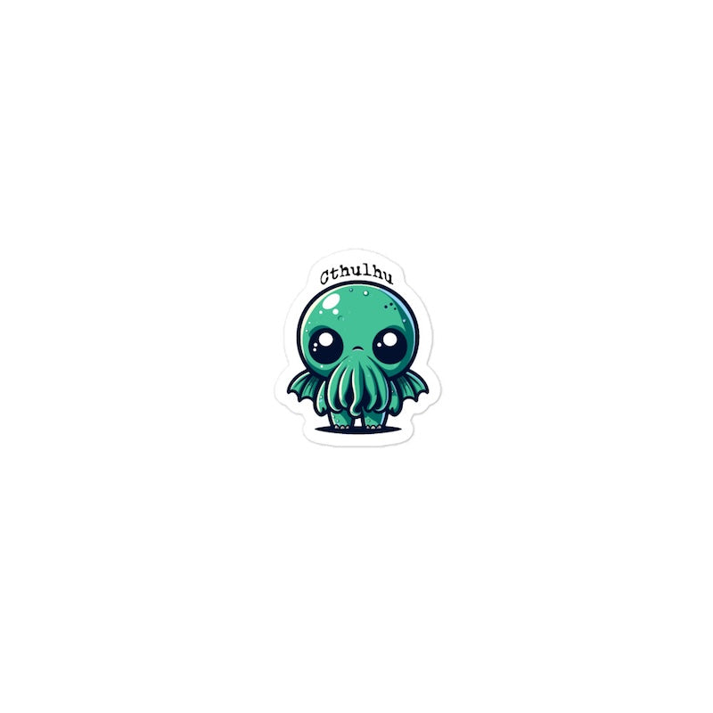 Cartoon green octopus with 'Cthulhu' text on a white background