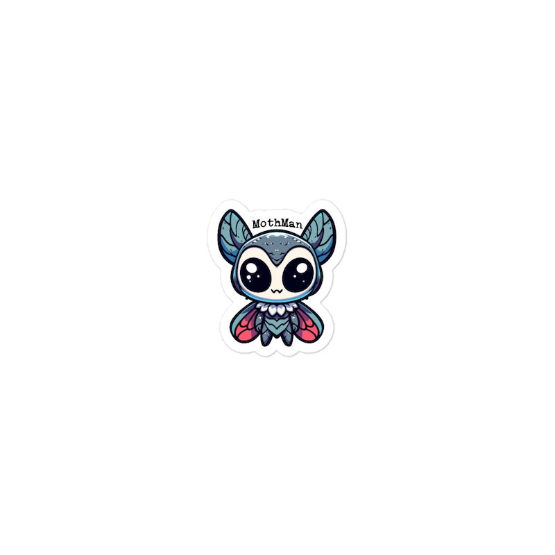 Cartoon-like MothMan character on a white background