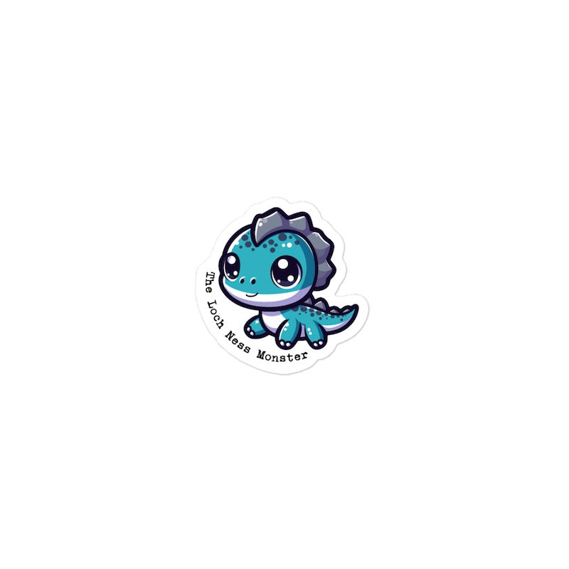 Sticker of a cute blue monster with purple accents on a white background