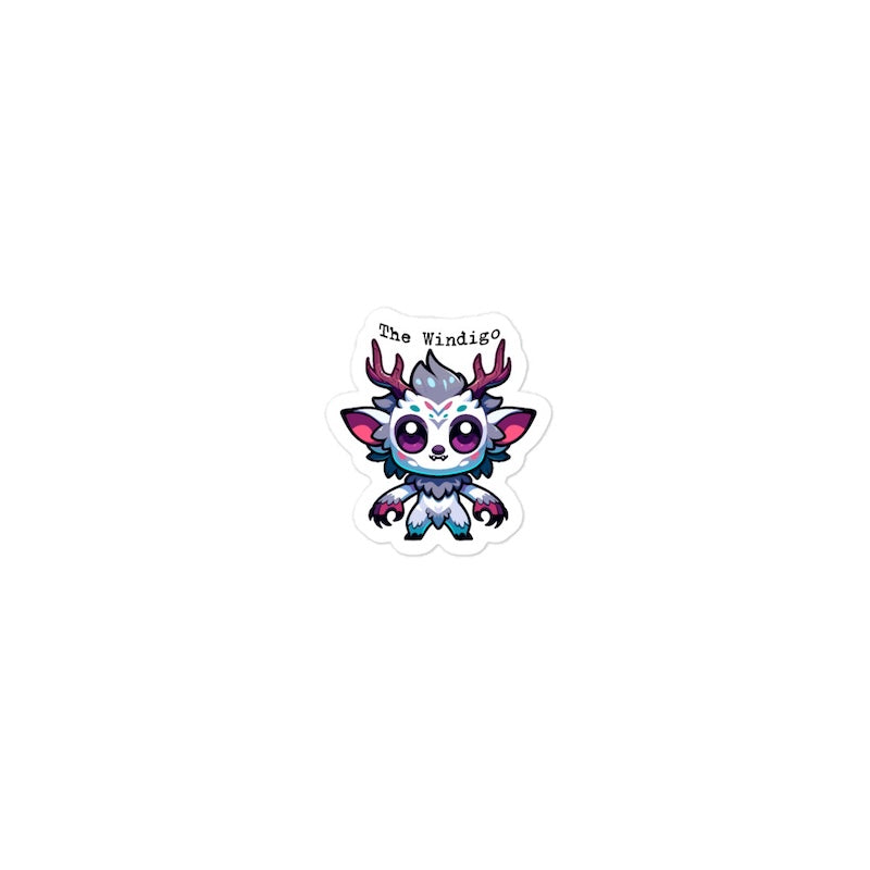 Cartoon character with antlers and colorful design on a white background