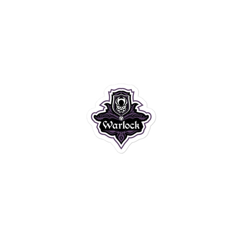 Sticker with 'Warlock' design on a white background
