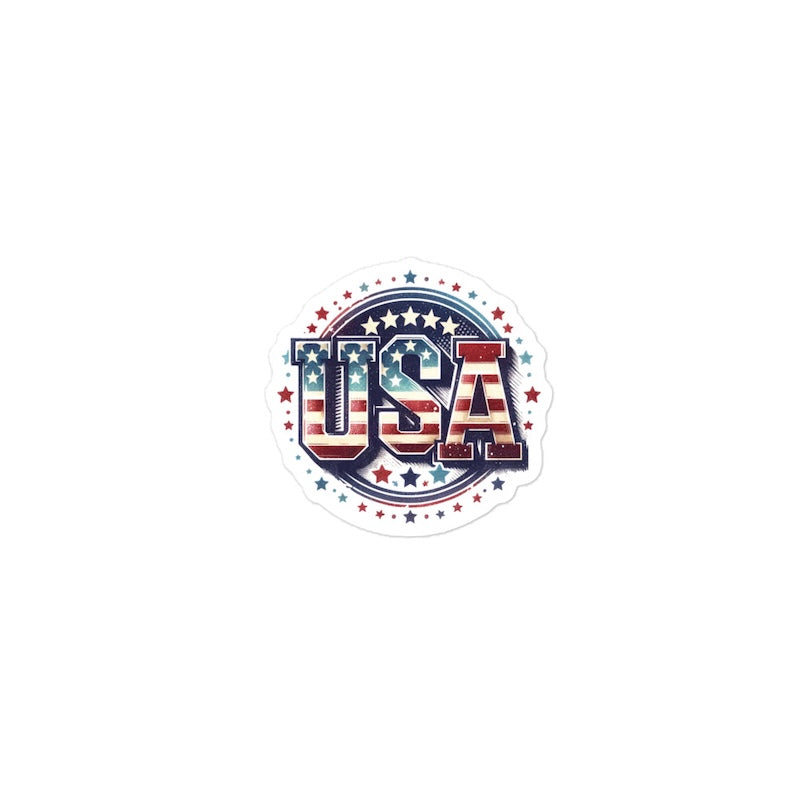 USA logo with American flag design on a white background