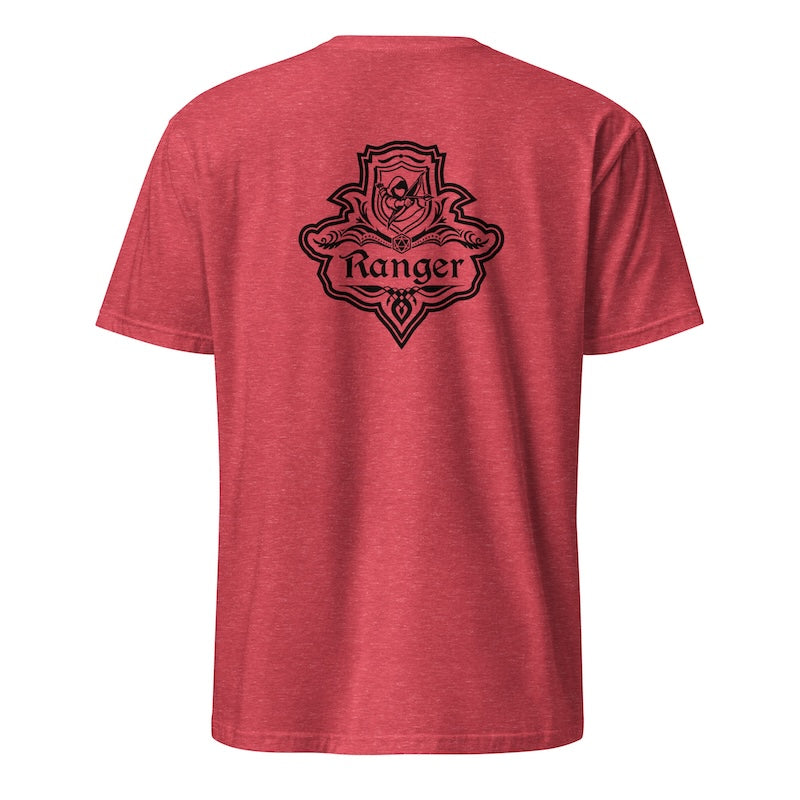 Red t-shirt with black graphic and 'Ranger' text on a white background