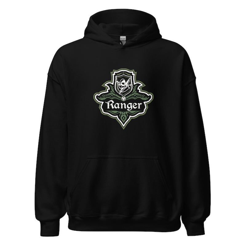 Black hoodie with 'Ranger' logo on a white background