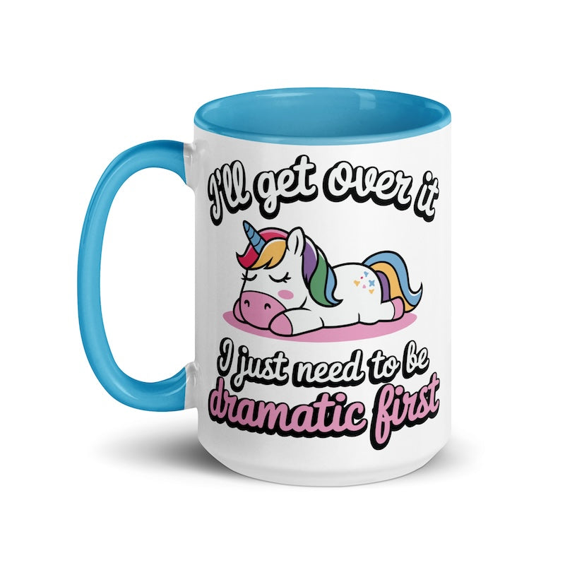 Mug with a unicorn design and text on a white background